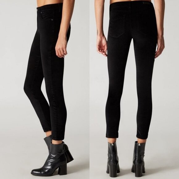 Nwt Revolve BlankNYC Moonglow Velvet Skinn Jeans Black Size 24 Velour Minimalist - Picture 3 of 11